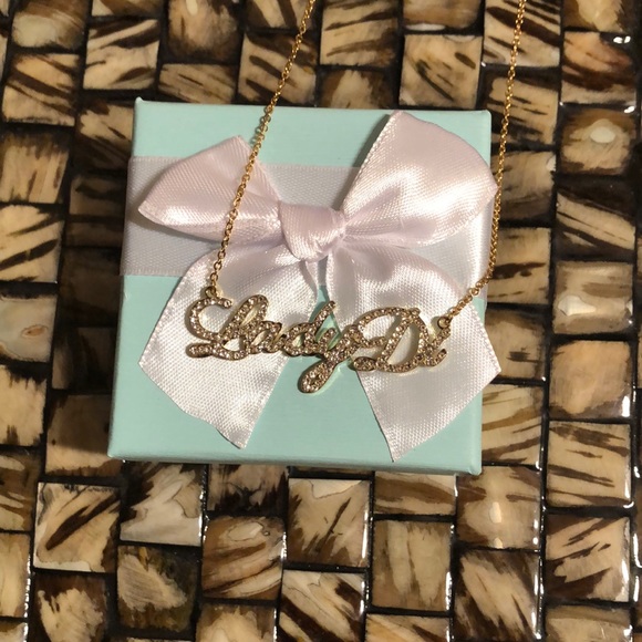 LADY DI Diamond Name Plate Gold Necklace - Picture 11 of 11